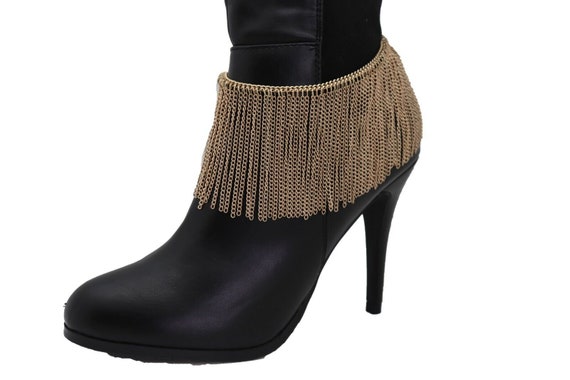 Gold Metal Chain Fringe Boot Bracelet: Western Fashion Jewelry