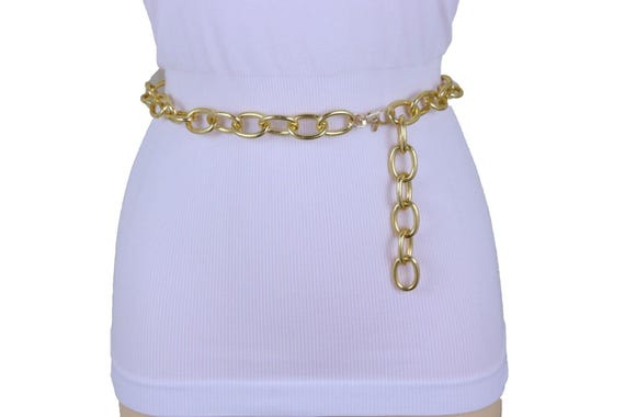 Gold Metal Chunky Oval Chain Belt: High Waist Fashion