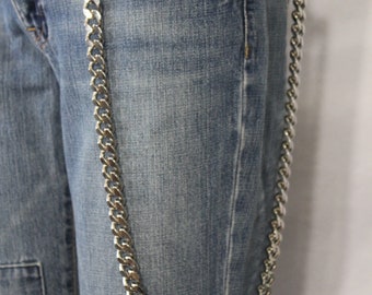 Silver Metal Wallet Chain: Chunky Biker Style (31 inch)