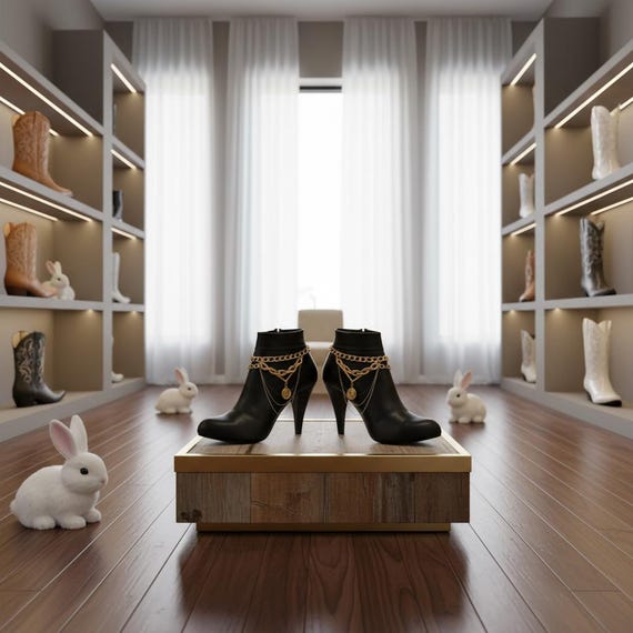 Gold Boot Chains – Western Coin Anklets, Festival Shoe Jewelry (Pair)