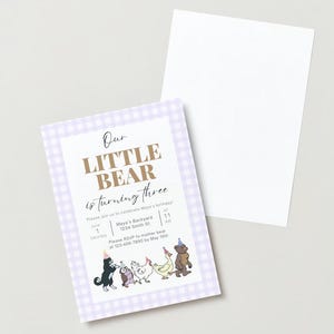 Little Bear Birthday Invitation For Girls - Little Bear Show Maurice Sendak - Little Bear Else Holmelund Minarik - Editable Template Girly