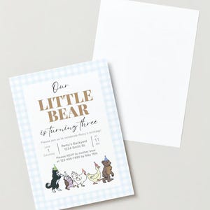 Invito di compleanno dell'orsetto - Little Bear Show Maurice Sendak - Little Bear Else Holmelund Minarik - Modello modificabile