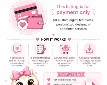 Custom Order Payment | Personalized Digital Template | Reserved Listing | Digital Download
