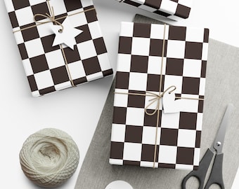 Black + White Retro Checkered Gift Wrapping Paper - For Christmas, Birthdays, Weddings & More!