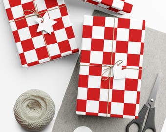 Papier do pakowania prezentów w kratkę w kolorze szkarłatnym – na Boże Narodzenie, święta, urodziny i nie tylko!