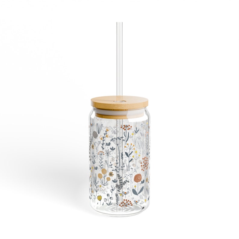 Eco-Friendly Flower Sipper Glass, 16oz image 2