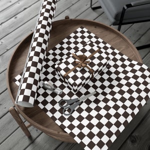 Black + White Retro Checkered Gift Wrapping Paper