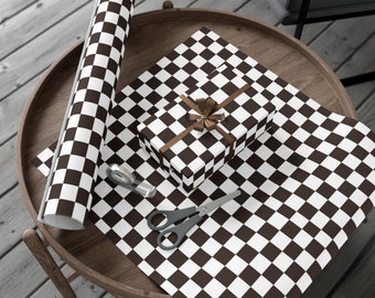 Black + White Retro Checkered Gift Wrapping Paper