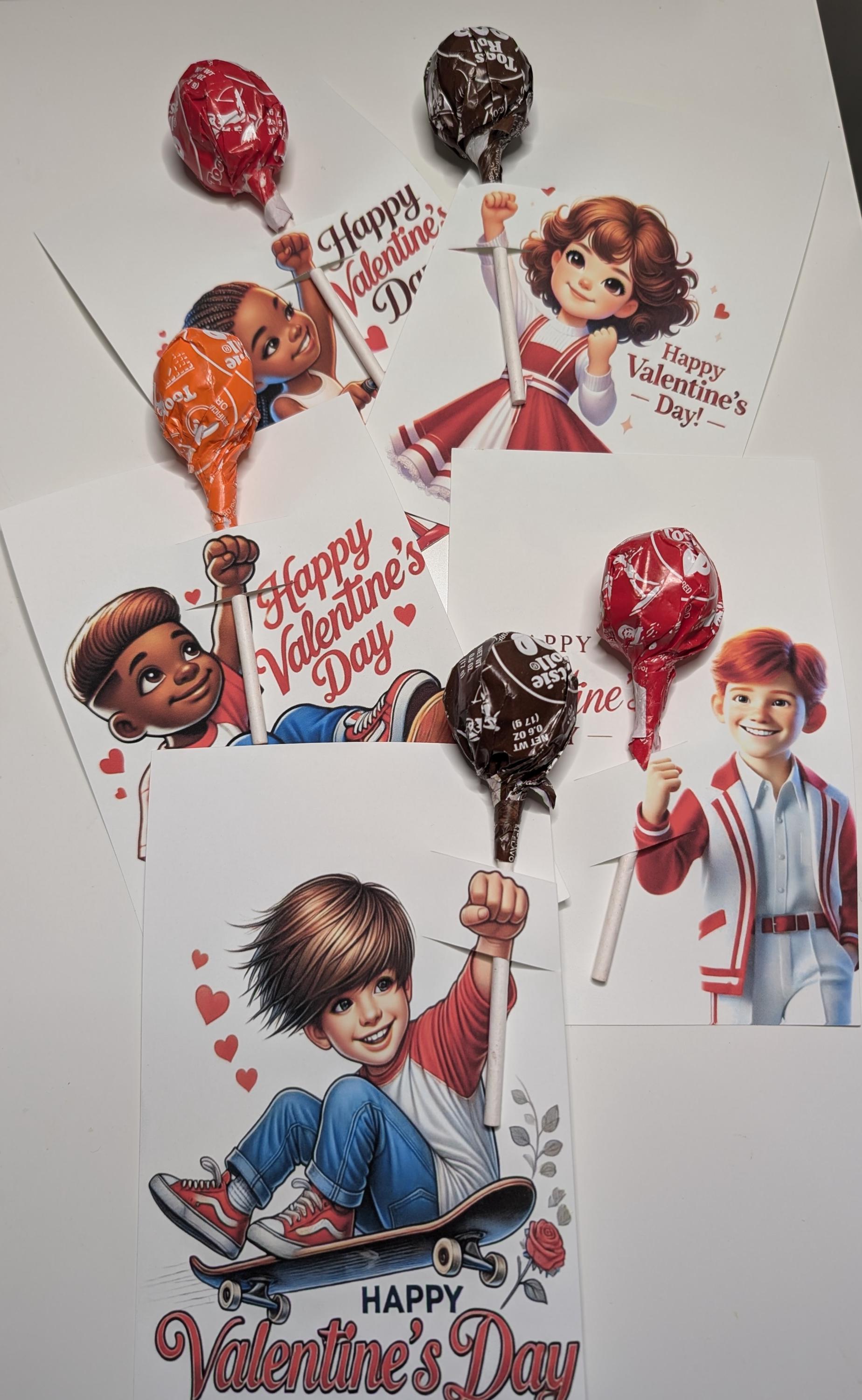 Happy Valentine's Day Lollipop Girl Card African America Child Red ...