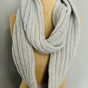 Hand Knitted Infinity Scarf Grey