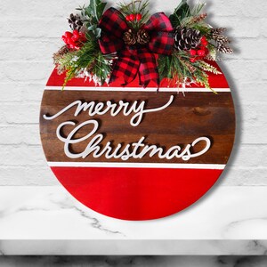 Christmas door hanger, Christmas wood sign, Christmas decor, wood sign, Merry Christmas, Red truck, home decor, Christmas plaques, home art.