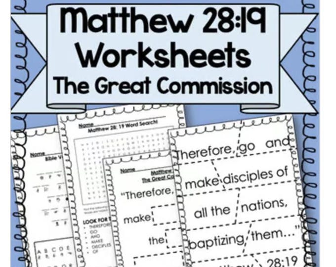 Matthew Rees Worksheet Matthew 28:19 Worksheet Set - Great Commission Bible Verse (PDF) - Etsy