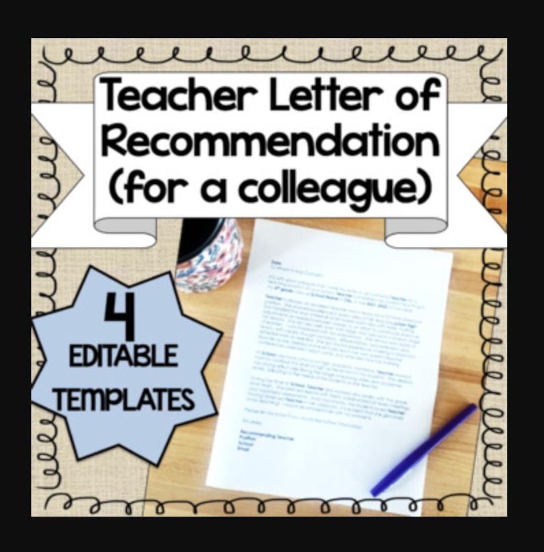 Teacher Letter of Recommendation Template! {for a Colleague} - Etsy