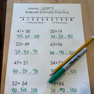 Ballpark Estimate Addition Worksheet - Etsy