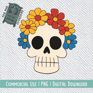 Retro bloemenschedel, png | Digitale download | Inclusief twee maten voor grote en kleine projecten