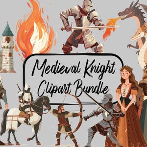 Medieval Knight Clipart Bundle | High-Resolution Digital Download | Knight Clipart for DIY Projects, Invitations, Scrapbooking, PNG Files
