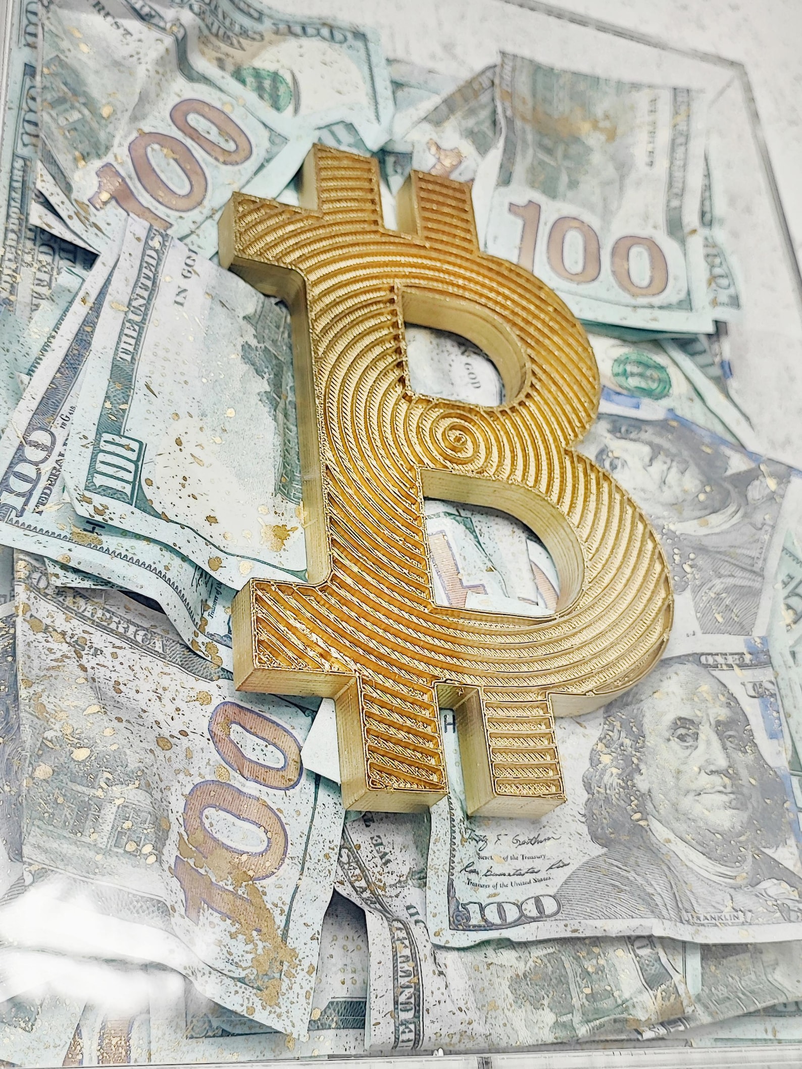 Lucky Bitcoin. Clear Glass Money Frame - Elegant Wall Decor for ...