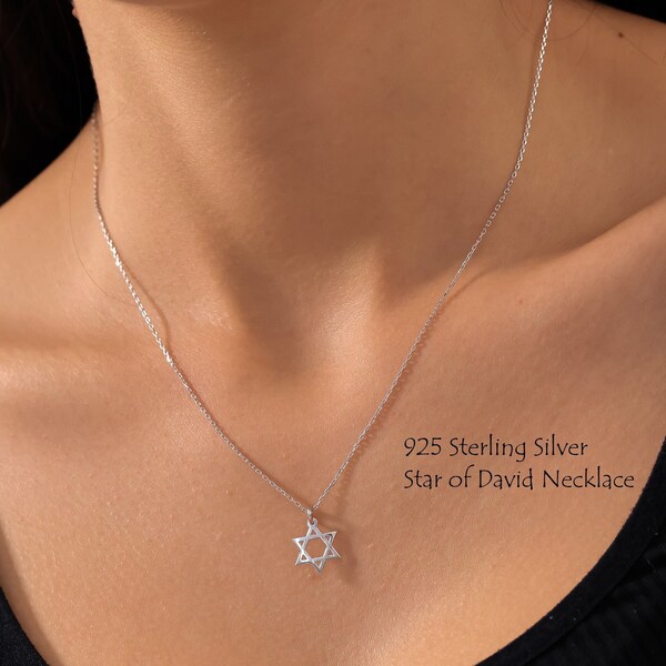 Star of David Necklace, 925 Sterling Silver Magen David Jewish Pendant, Minimalist Casual Jewelry, Birthday Anniversary Christmas Gifts Her