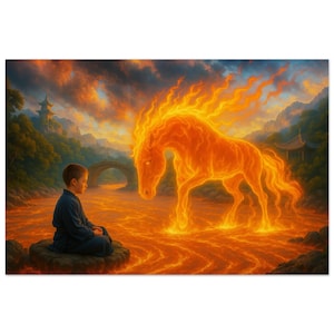 Chinese New Year Fire Horse 2026 Fine Art Print - New Years Greetings - Vibrant Digital Artwork