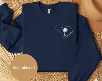 Embroidered South Carolina Palmetto Tree Moon State Sweatshirt