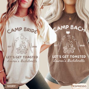 Let&#39;s Get Toasted Bachelorette Comfort Colors® Shirt, Camp Bride, Camp Bach Campfire Girl Trip Bach Party, Camping Hiking Mountains
