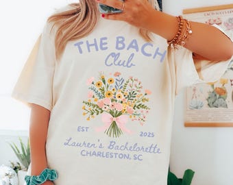 Floral Bach Club Bachelorette Comfort Colors® Shirt, individuelle Bach Party, Floral Bach, Letzte Blüte vor dem Bräutigam, Kokett Blumenschleife