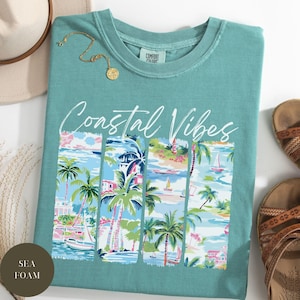 Camisa Coastal Vibes Beach Comfort Colors®, Camisa Salty Summer, Camisa playera, Camisa de Florida, Camisa de vacaciones en Charleston, Ropa de playa para viajes a la isla