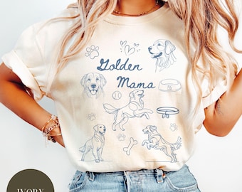 Camiseta Golden Mama Comfort Colors®, regalo para golden retriever, mamá de golden retriever, camiseta para amantes de los perros, la vida es dorada, linda camiseta para perro golden