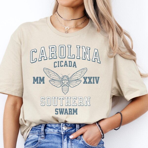 Carolina 2024 Cicada Swarm Shirt, Cicada Emergence TShirt, Entomology TShirt, Bug Insect Lover Gift, Cicada Brood Shirt, Varsity Letter Tee