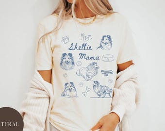 Sheltie Mama TShirt, regalo divertente per mamma di cane, maglietta per pastore delle Shetland, maglietta per amanti dei cani, regalo carino per Sheltie, mamma di Sheltie, cani da pastore salvati