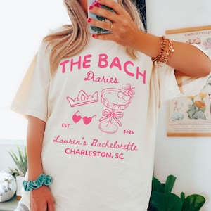The Bachelorette Diaries Comfort Colors® Shirt, Custom Name Location, Princess Bach Party, Bridesmaids Matching, Shut Up Bride, Coquette