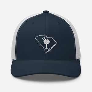 Embroidered South Carolina Trucker Hat, Palmetto Tree Moon Hat, Womens Mens South Carolina College Gift, Charleston South Carolina Souvenir