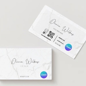 Editable Business Card Template with QR Code - Instant Download, Printable Business Card Template, Canva Template
