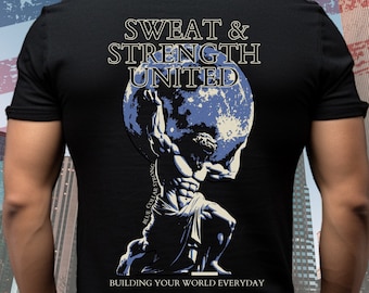 Blue Collar Strong T-Shirt: Atlas Graphic, Tradesman Gift