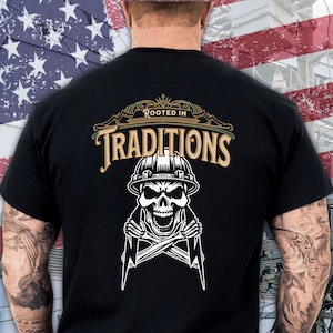 Gift Idea for Electrician Lineman Blue Collar Tee, Blue Collar Wife Skilled Worker Electrician Skull Crossbone Tee Blue Collar Worker Shirt