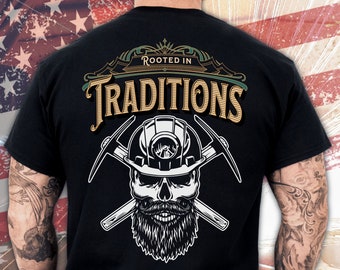 Rock Solid Miner T-Shirt: Skull & Pickaxe Graphic Tee