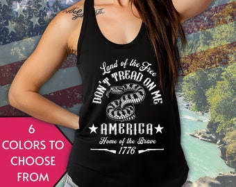 Don't Tread On Me Tank Top - Patriotic 4th of July Racerback