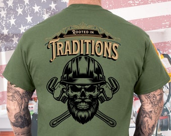 Plumber Skull T-Shirt, Blue Collar Pride Heavy Cotton Tee
