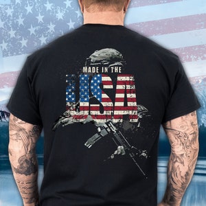 Distressed Made in the USA Soldier Softstyle Shirt Fourth of July Shirt Gift for Veteran Gift for Soldier Gift for Husband Veteran Day Shirt