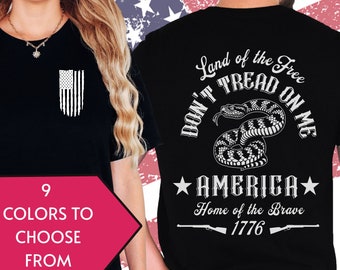 Don't Tread On Me T-Shirt, Patriotic America Home of the Brave Tee