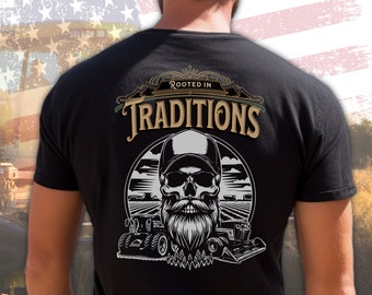 Farmer Skull Graphic Tee - Rooted in Tradition Design
