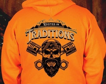 Mechanic Pistons Engine Tools Hooded Sweatshirt American Proud Blue Collar USA Skilled Union Worker Pullover, Rooted in Traditions