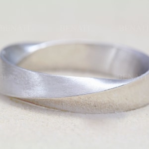 5mm Herren Weißgold Ehering, Möbius Streifen Ehering, Möbius Ehering, moderner Herrenring