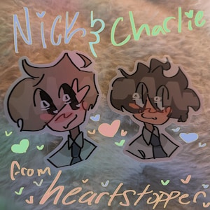 Nick Nelson Büste // Charlie Spring Büste // Gestanzte 2-Zoll Heartstopper Vinyl-Aufkleber