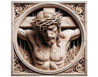 Crucifixion of Jesus Christ 3D Illusion Digital Design for Laser Engraving, Detailed Christian Wood Art. CO2 l Diode laser l Glowforge Laser