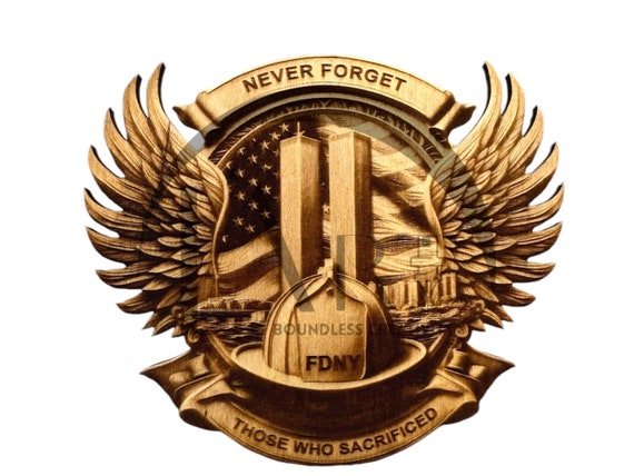 9/11 Memorial 3D Laser Illusion Engraving Design - Never Forget