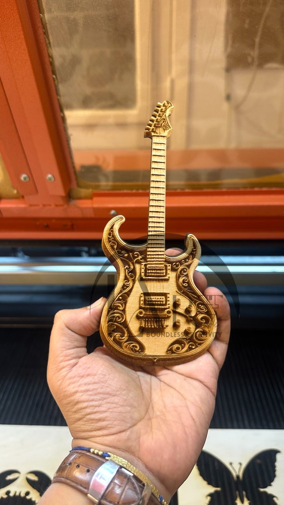 Electric Guitar 3D Illusion Laser Engraving Design - Music