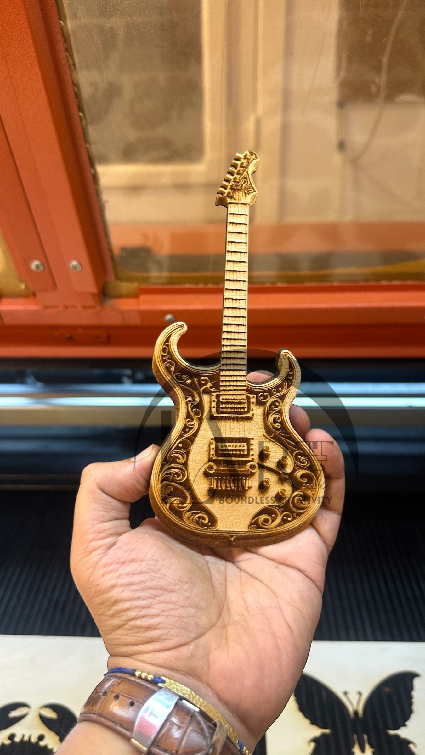 Electric Guitar 3D Illusion Laser Engraving Design - Music
