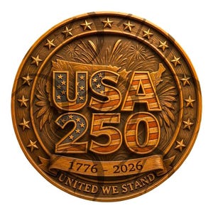 USA 250 Patriotic 3D Illusion Laser Engraving Design | United We Stand Fireworks. American independence Bicentennial Anniversary 1776–2026
