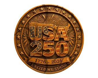 USA 250 Patriotic 3D Illusion Laser Engraving Design | United We Stand Fireworks. American independence Bicentennial Anniversary 1776–2026